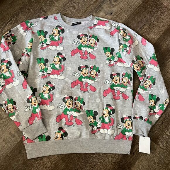 Disney's Mickey and Minnie Mouse Ice Skating Sweatshirt- Size Medium - Picture 2 of 8